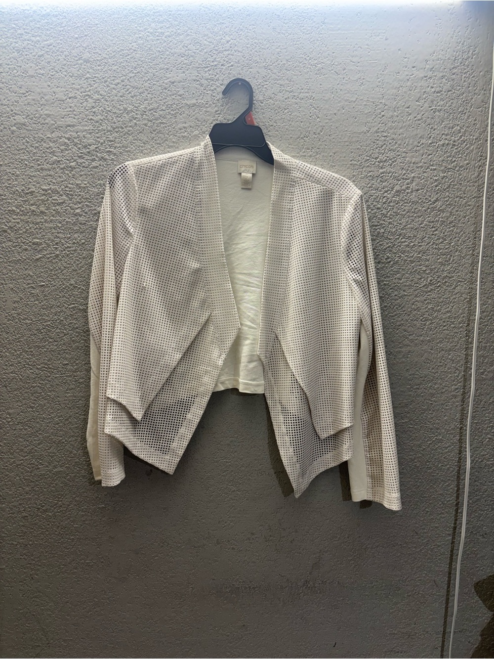Chico's White Open-Front Mesh Blazer